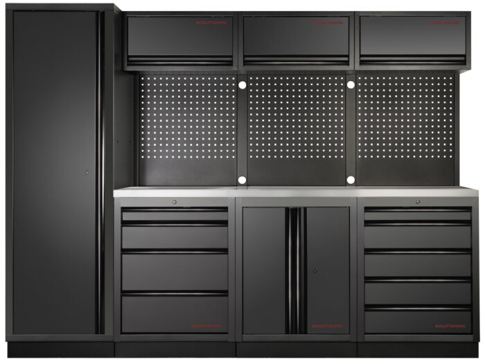 Mobiliário de 4 Elementos C/ Tampo de Inox - Versão Preta