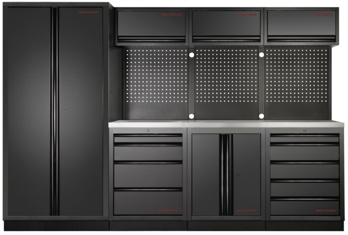 Mobiliário de 4 Elementos C/ Tampo de Inox - (2955mm) - Versão Preta