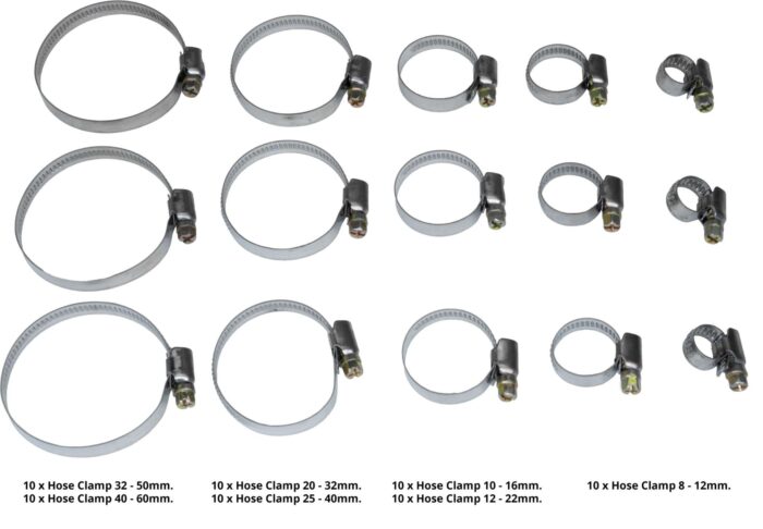 SORTIDO DE ABRAÇADEIRAS AÇO INOXIDÁVEL 70PCS 8-60MM