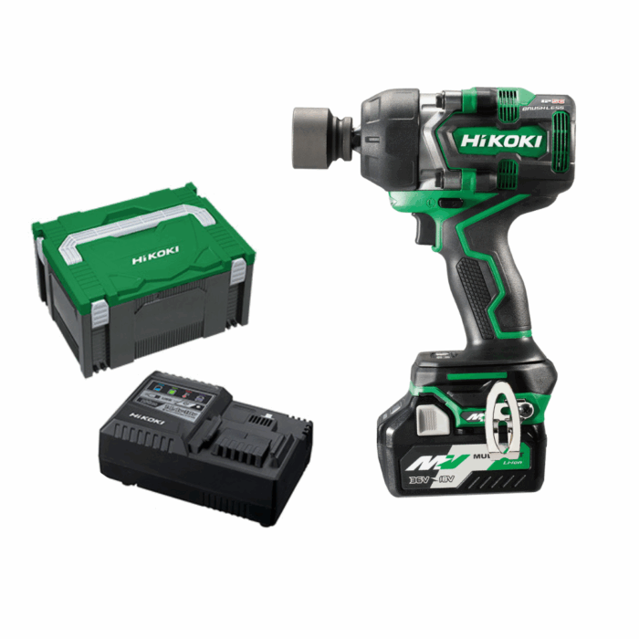 KIT PISTOLA IMPACTO 1/2 1050NM C/ BATERIA 4Ah E CARREGADOR HIKOKI