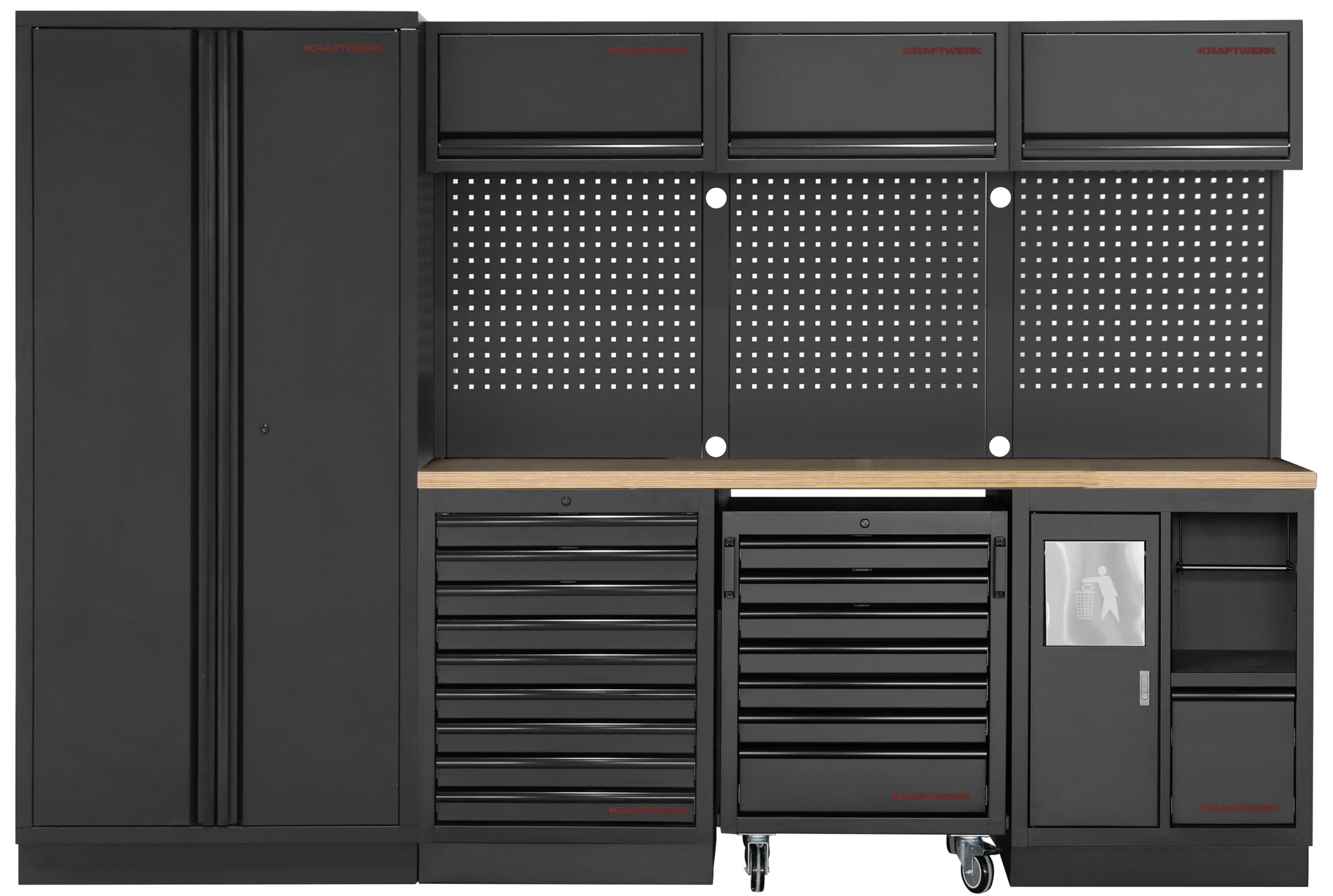 KW3964D-BLK Mobiliário de 4 Elementos 3964D C/ Tampo de Madeira - Preto (2955MM)