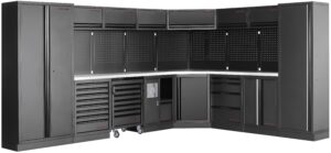 Mobiliário de Canto 8 Elementos 3964E C/ Tampo de Inox – Preto (1X 3819MM, 1x 2824MM)