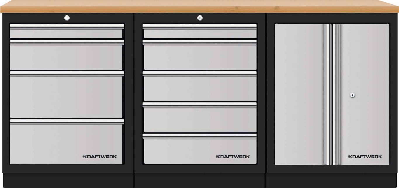 KW3964K-45S0 Bancada de 3 Elementos 3964K C/ Tampo de Madeira – Cinza (2040MM)