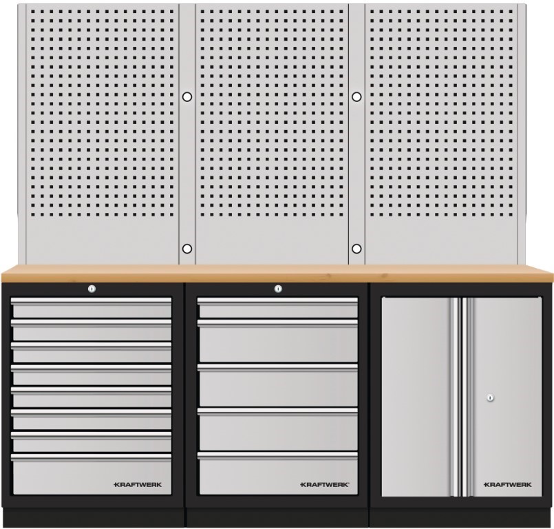 KW3964K-85S-W Mobiliário de 3 Elementos 3964K C/ Tampo de Madeira – Cinza (2040MM)