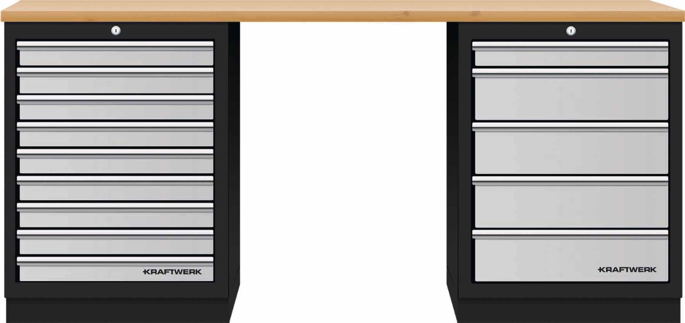 KW3964K-905 Bancada de 2 Elementos 3964K C/ Tampo de Madeira – Cinza (2040MM)