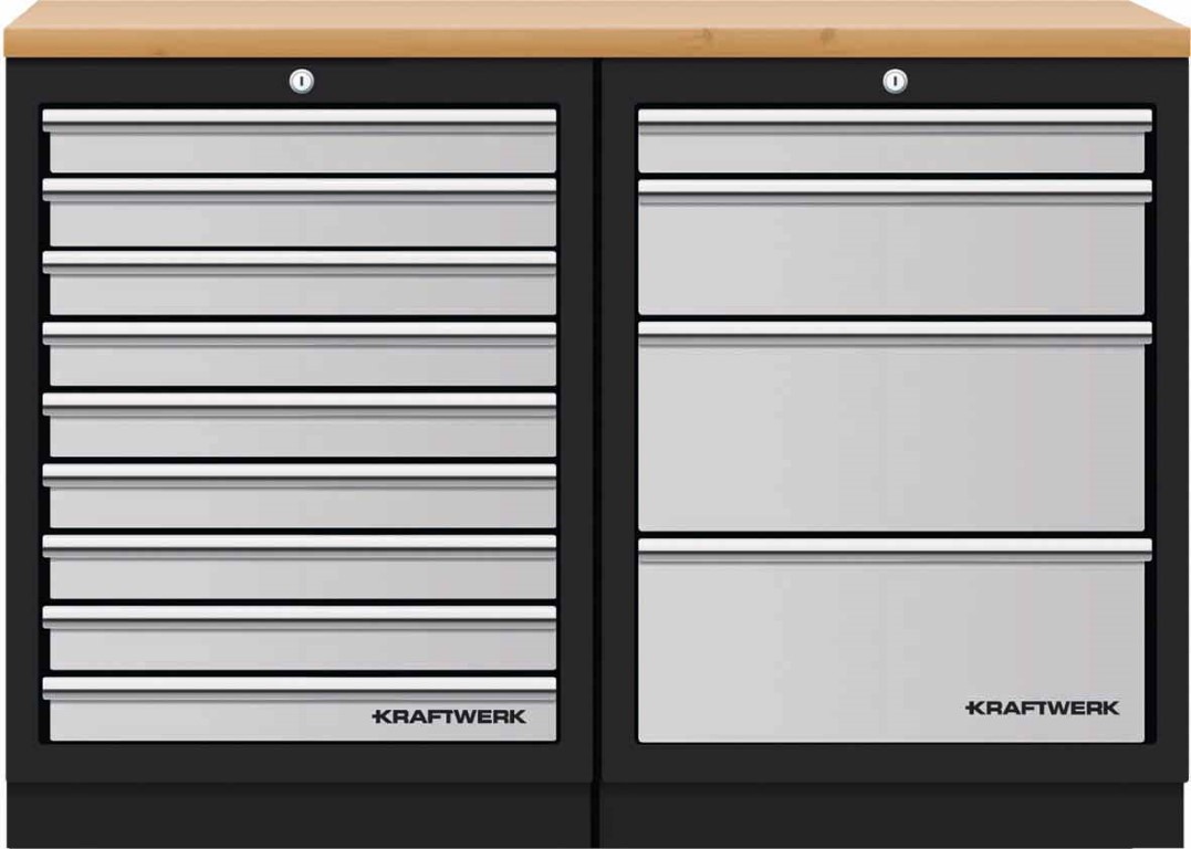 KW3964K-940 Bancada de 2 Elementos 3964K C/ Tampo de Madeira – Cinza (1360MM)