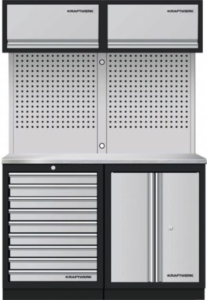 Mobiliário de 2 Elementos 3964K C/ Tampo de Inox – Preto (1360MM)