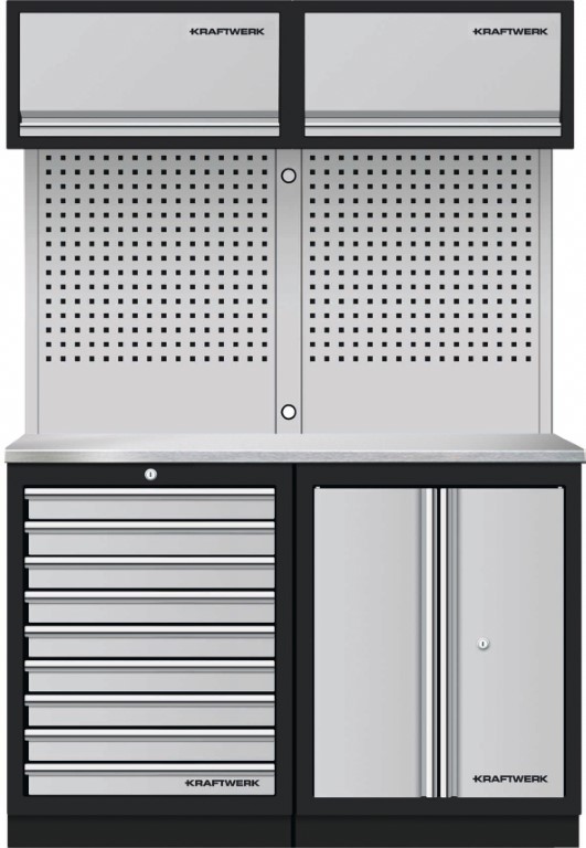 KW3964K-9S-K2IX Mobiliário de 2 Elementos 3964K C/ Tampo de Inox – Preto (1360MM)