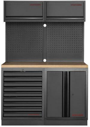 Mobiliário de 2 Elementos 3964K C/ Tampo de Madeira – Preto (1360MM)
