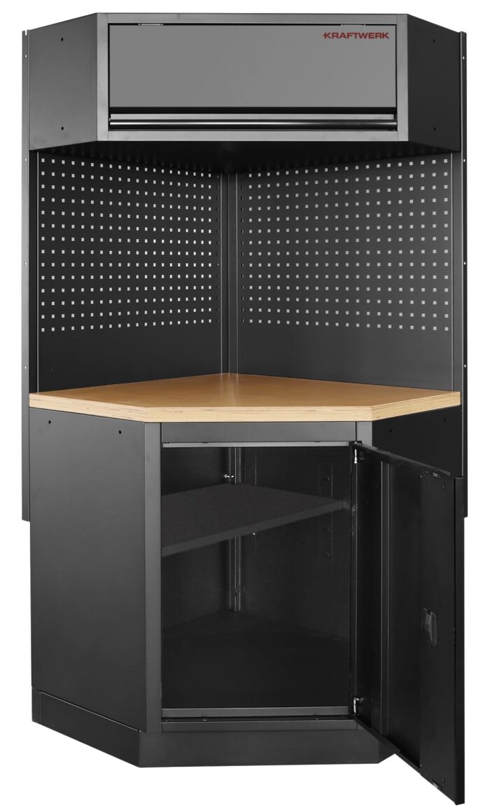 Bancada de Canto 1 Elementos 3964K C/ Tampo de Madeira – Preto (2x 894MM)