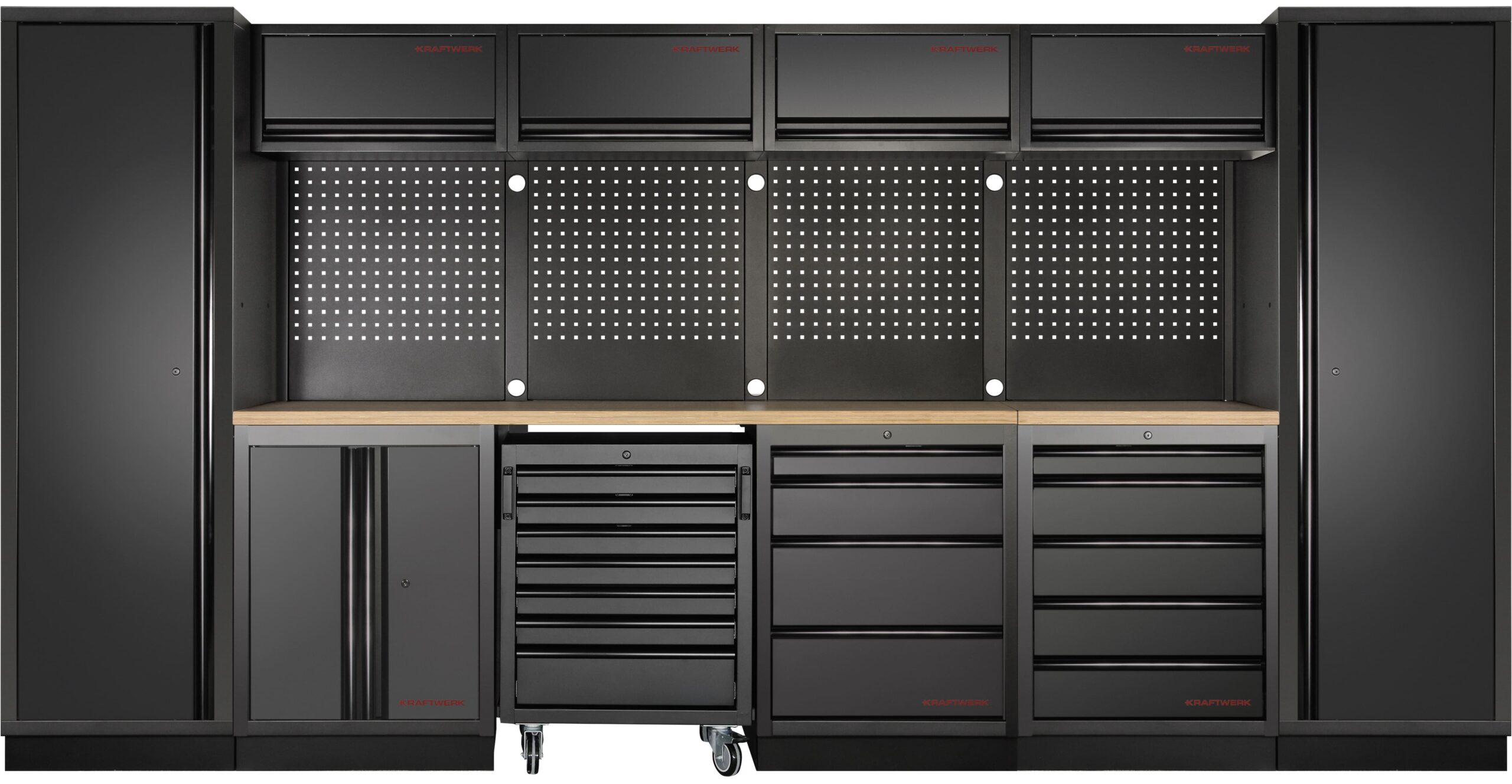 KW3964K-BLK-017 Mobiliário de 6 Elementos 3964K C/ Tampo de Madeira – Preto (3920MM)