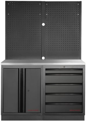 Mobiliário 2 Elementos 3964K C/ Tampo de Inox – Preto (1360MM)
