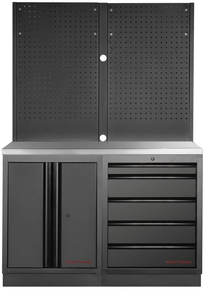 Mobiliário 2 Elementos 3964K C/ Tampo de Inox – Preto (1360MM)