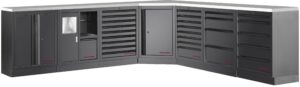 Bancada de Canto 7 Elementos 3964M C/ Tampo de Inox – Preto (2x 2914MM)