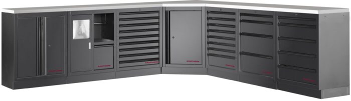 Bancada de Canto 7 Elementos 3964M C/ Tampo de Inox – Preto (2x 2914MM)