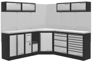 Mobiliário de Canto 5 Elementos 3964O C/ Tampo de Inox – Cinza (2x 2224MM)