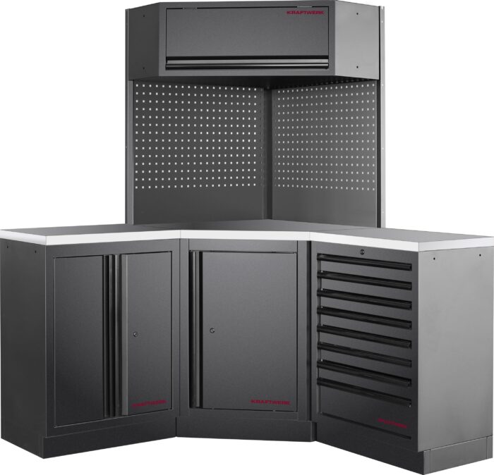 Mobiliário de Canto 3 Elementos 3964R C/ Tampo de Inox – Preto (2x 1574MM)